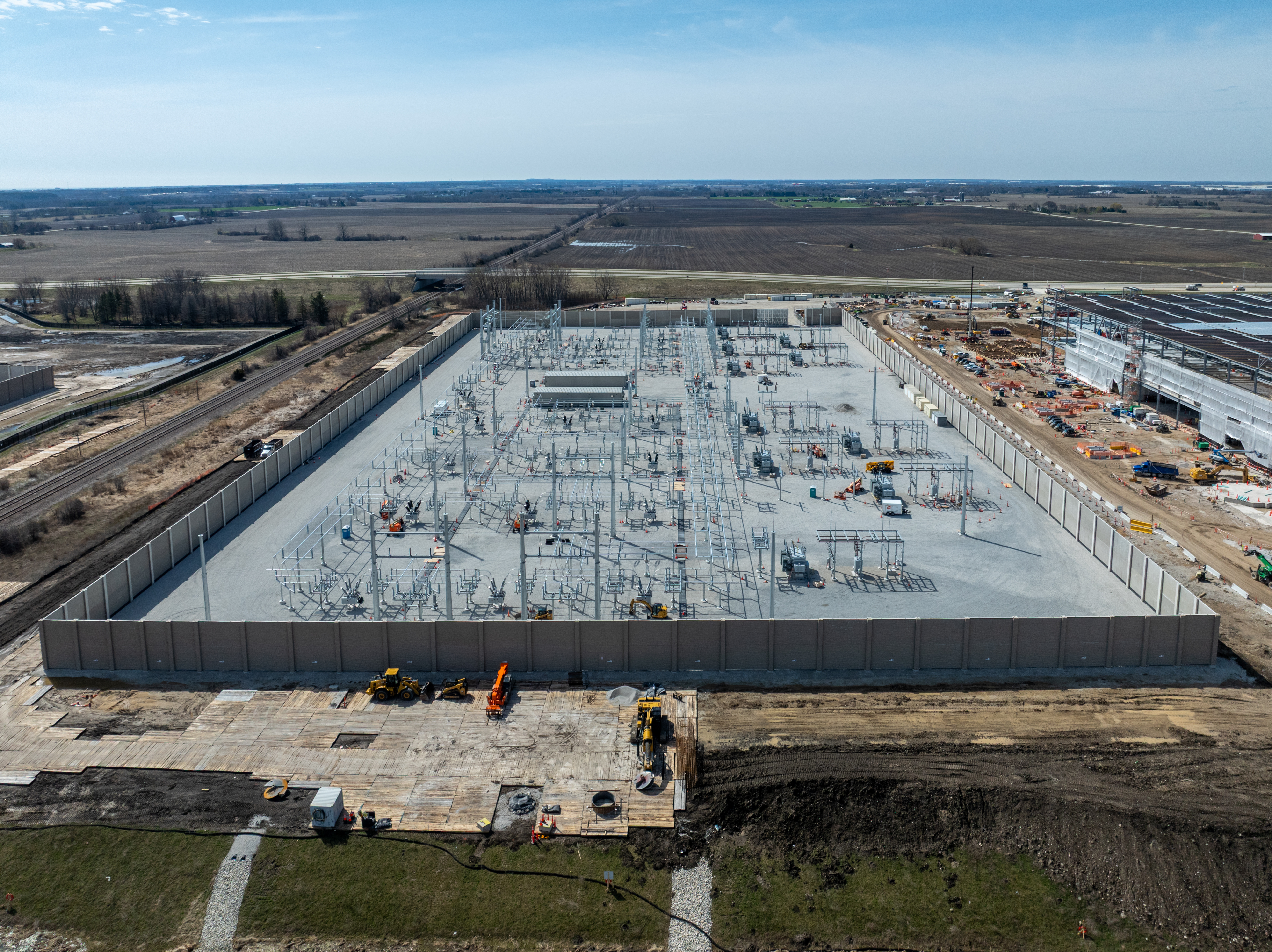 The construction of a Microsoft data center located in Mount Pleasant, Wisconsin, as of April 2026.