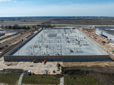 The construction of a Microsoft data center located in Mount Pleasant, Wisconsin, as of April 2026.