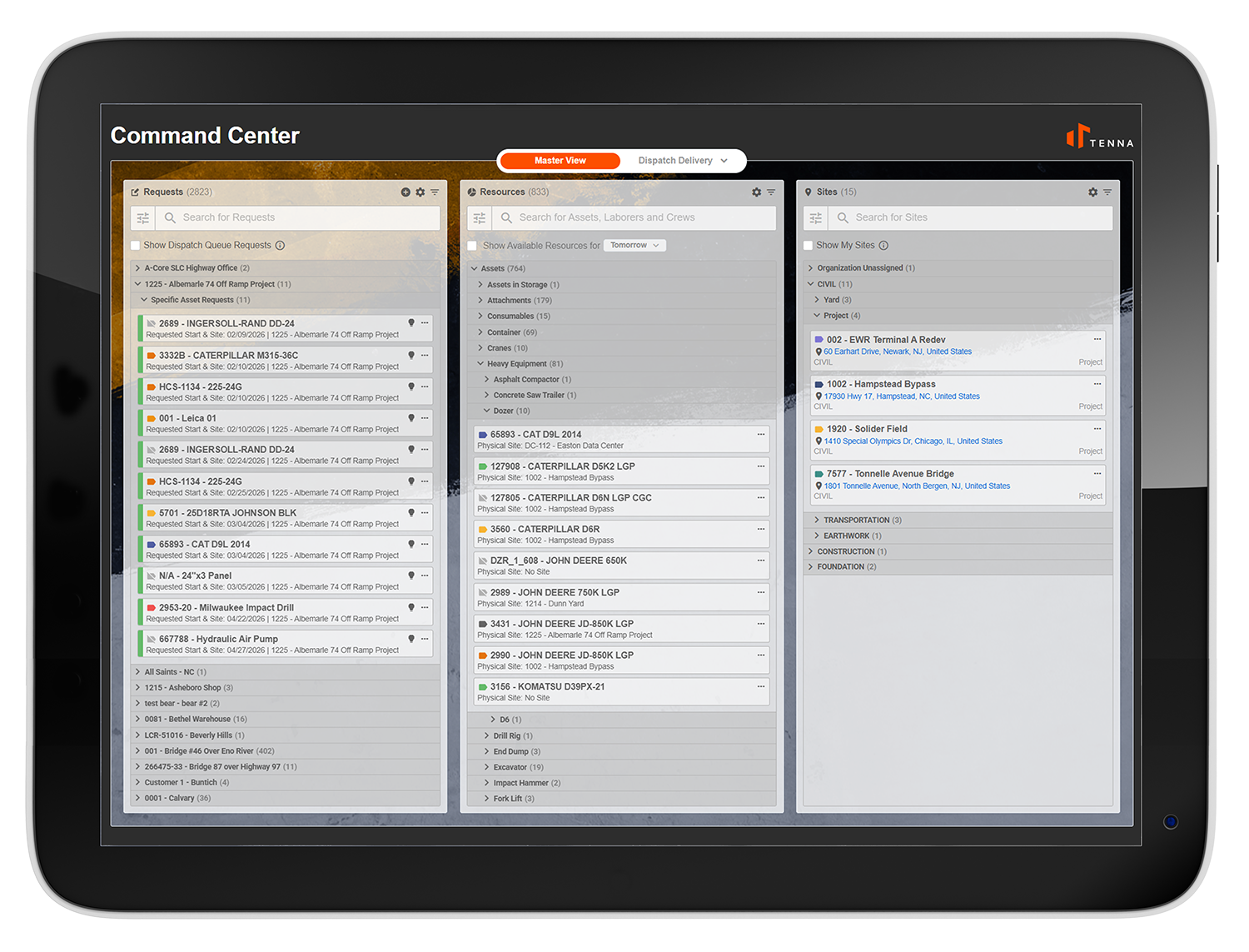 Tenna Dispatch Command Center Ui