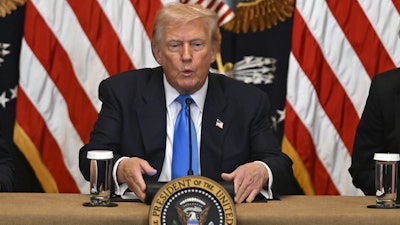 President Donald Trump speaks at an event to promote his proposal to improve Americans' access to their medical records in the East Room of the White House, Wednesday, July 30, 2025, in Washington.