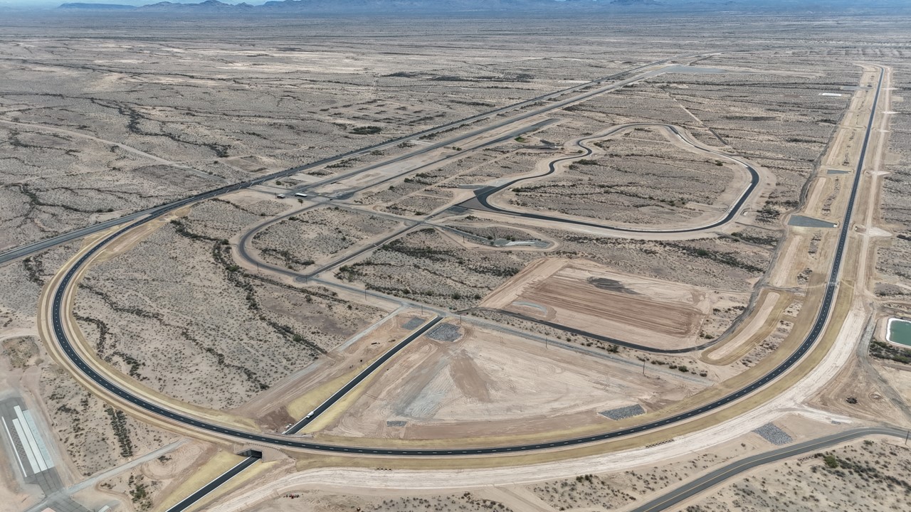 Toyota's 5.5-mile oval track for vehicle and technology testing.