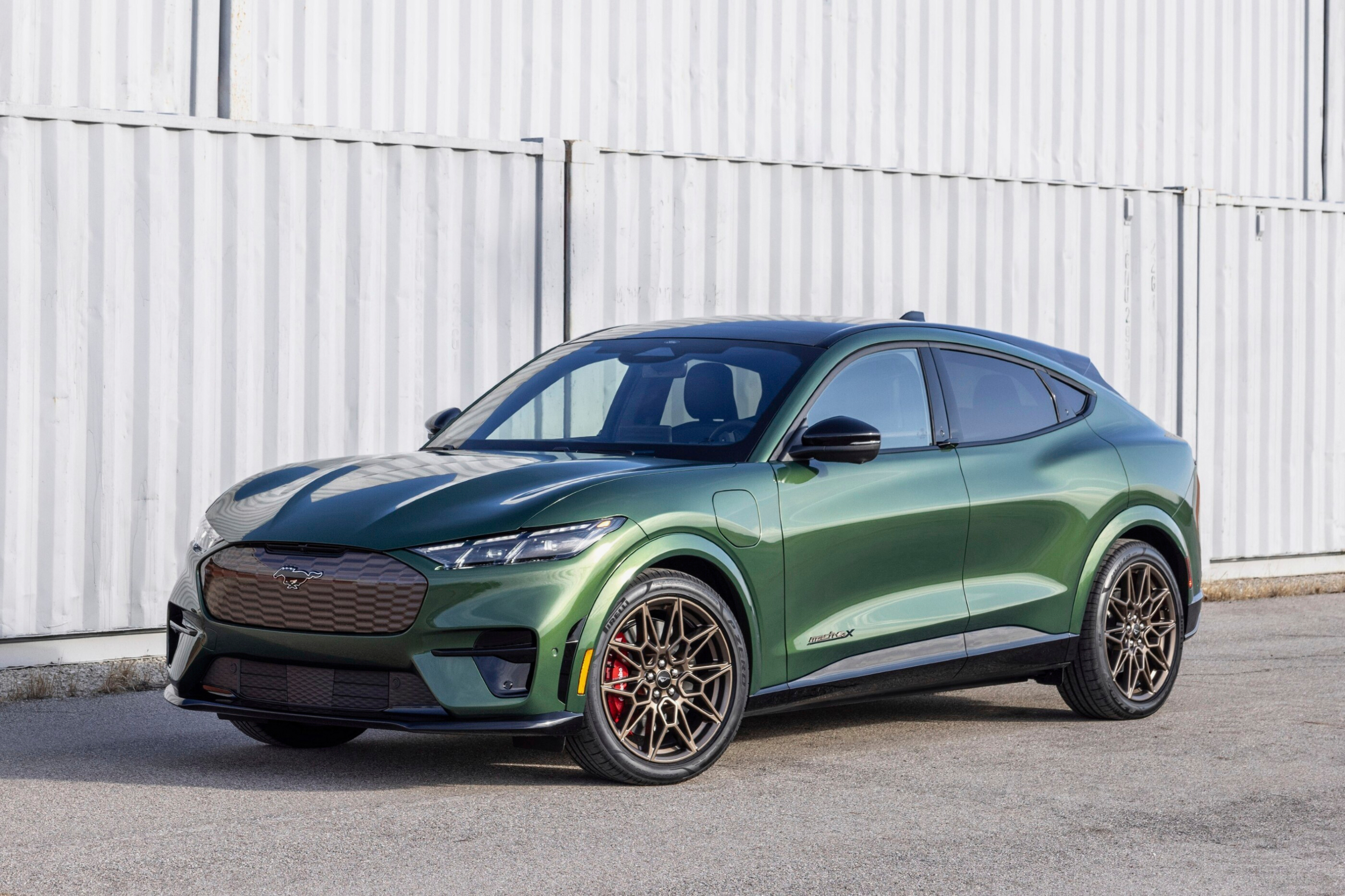 This photo provided by Ford shows the 2025 Mustang Mach-E GT. This electric SUV backs up its Mustang name with 480 horsepower, a sport-tuned suspension, and more.