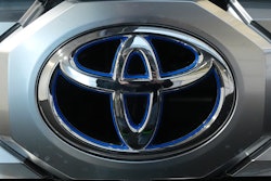 A Toyota logo is seen on a Toyota Tundra HV 4x4 at the Pittsburgh International Auto Show in Pittsburgh, Feb. 15, 2024.