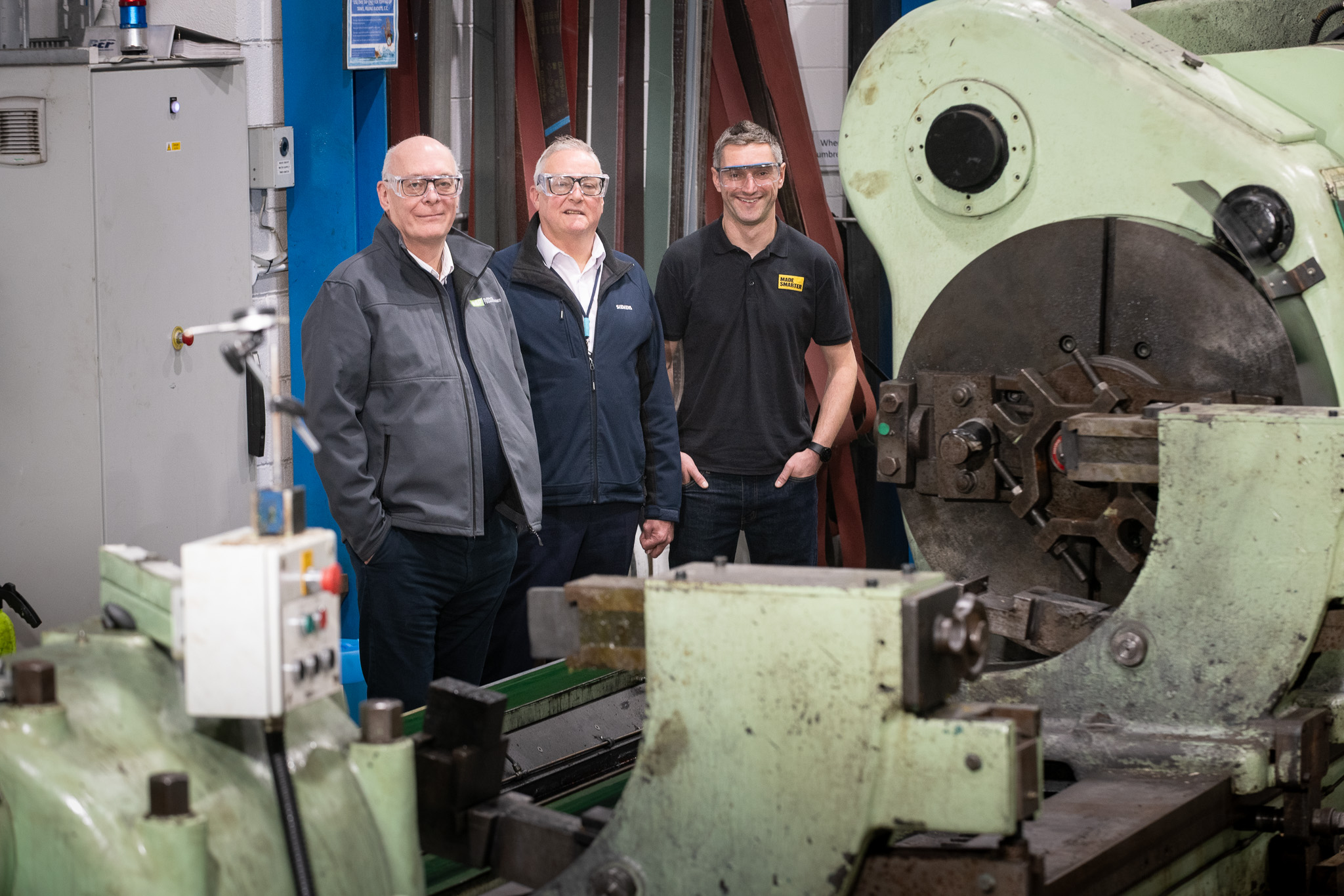 (Left to right) Mark Coombes, Head of Machine Tool Systems for Siemens in the UK & Ireland; Andrew McClusky, Managing Director, BEP Surface Technologies; Will Kinghorn, Technology Adoption Specialist at Made Smarter