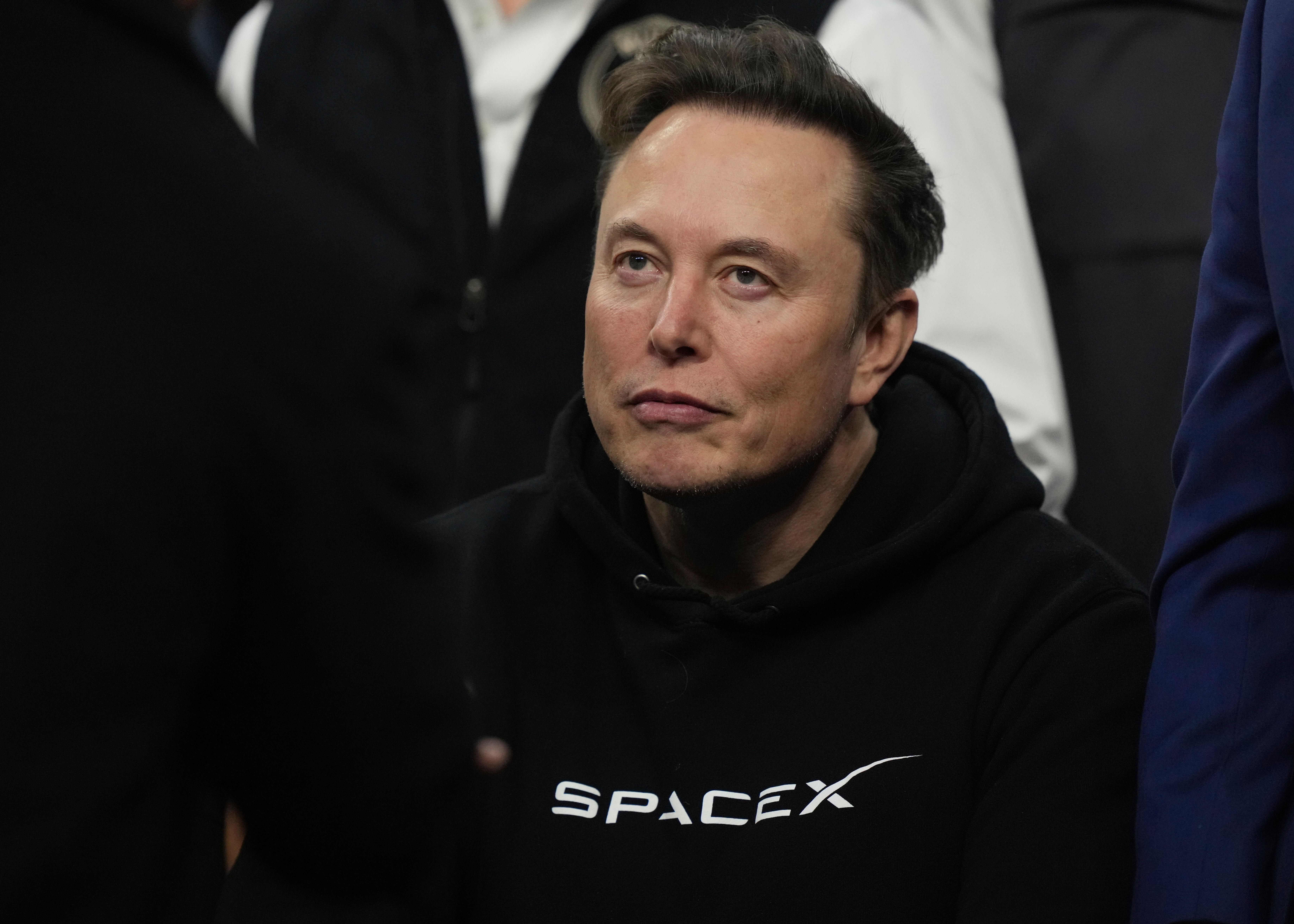 Elon Musk attends the finals for the NCAA wrestling championship, Saturday, March 22, 2025, in Philadelphia.