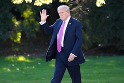 President Donald Trump waves as he walks to board Marine One before departing from the South Lawn of the White House, Friday, Oct. 17, 2025, in Washington.