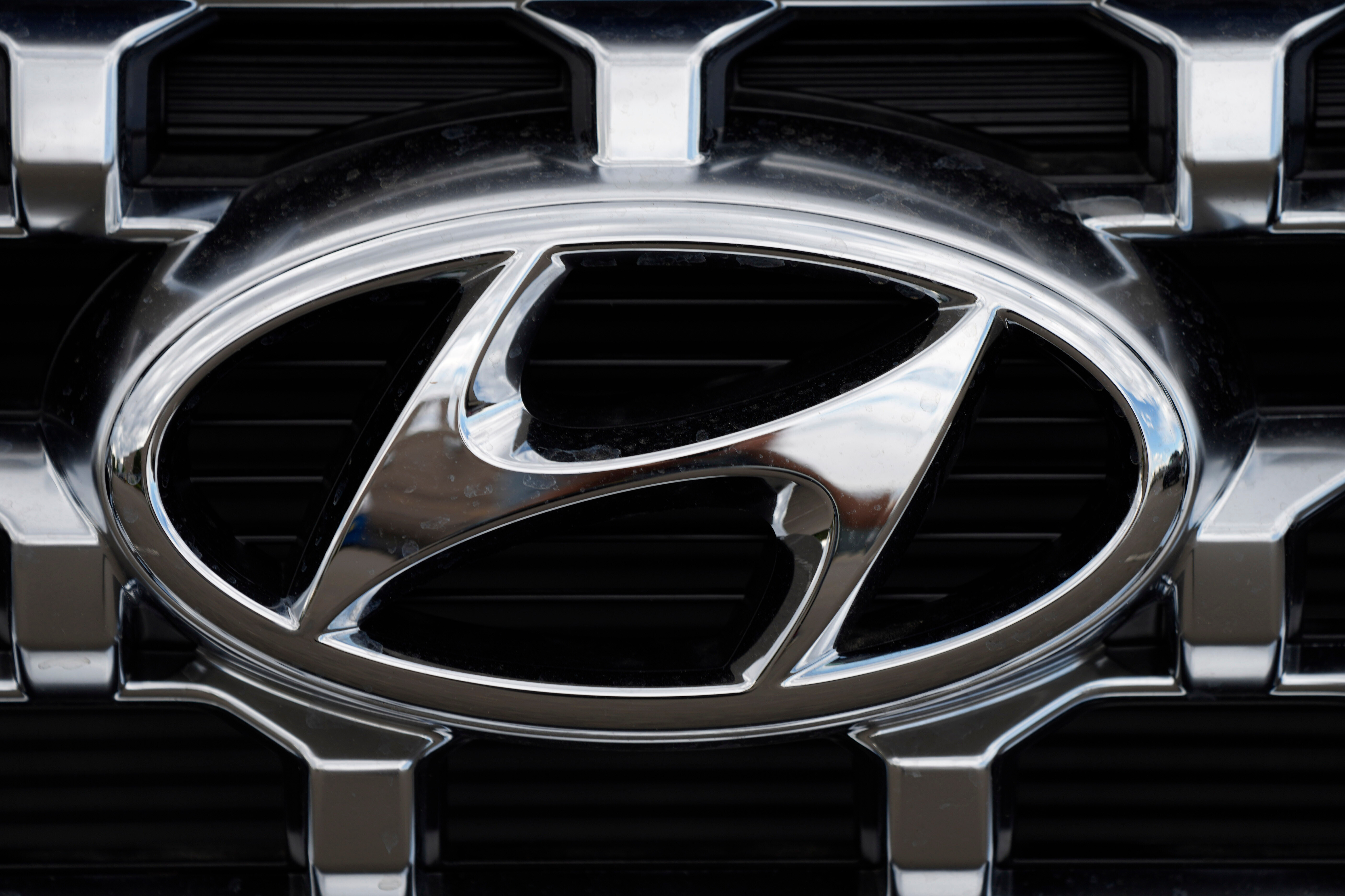 The Hyundai company logo is displayed, Sept. 12, 2021, in Littleton, Colo.