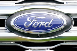A logo on a vehicle at a Ford dealership in Springfield, Pa., Tuesday, April 26, 2022.