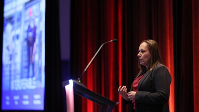 Kristin Fielder, Group Product Manger, Rockwell Automation, presenting Rockwell's MES solutions at the 2025 Plex Summit.