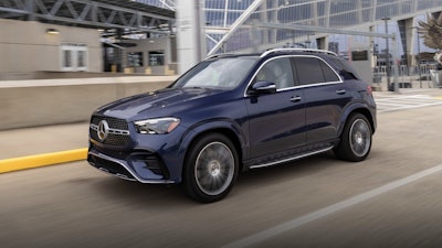 This photo provided by Mercedes-Benz shows the 2026 Mercedes-Benz GLE 450e, a luxury hybrid SUV with a refined, comfortable interior and easy-to-use tech.
