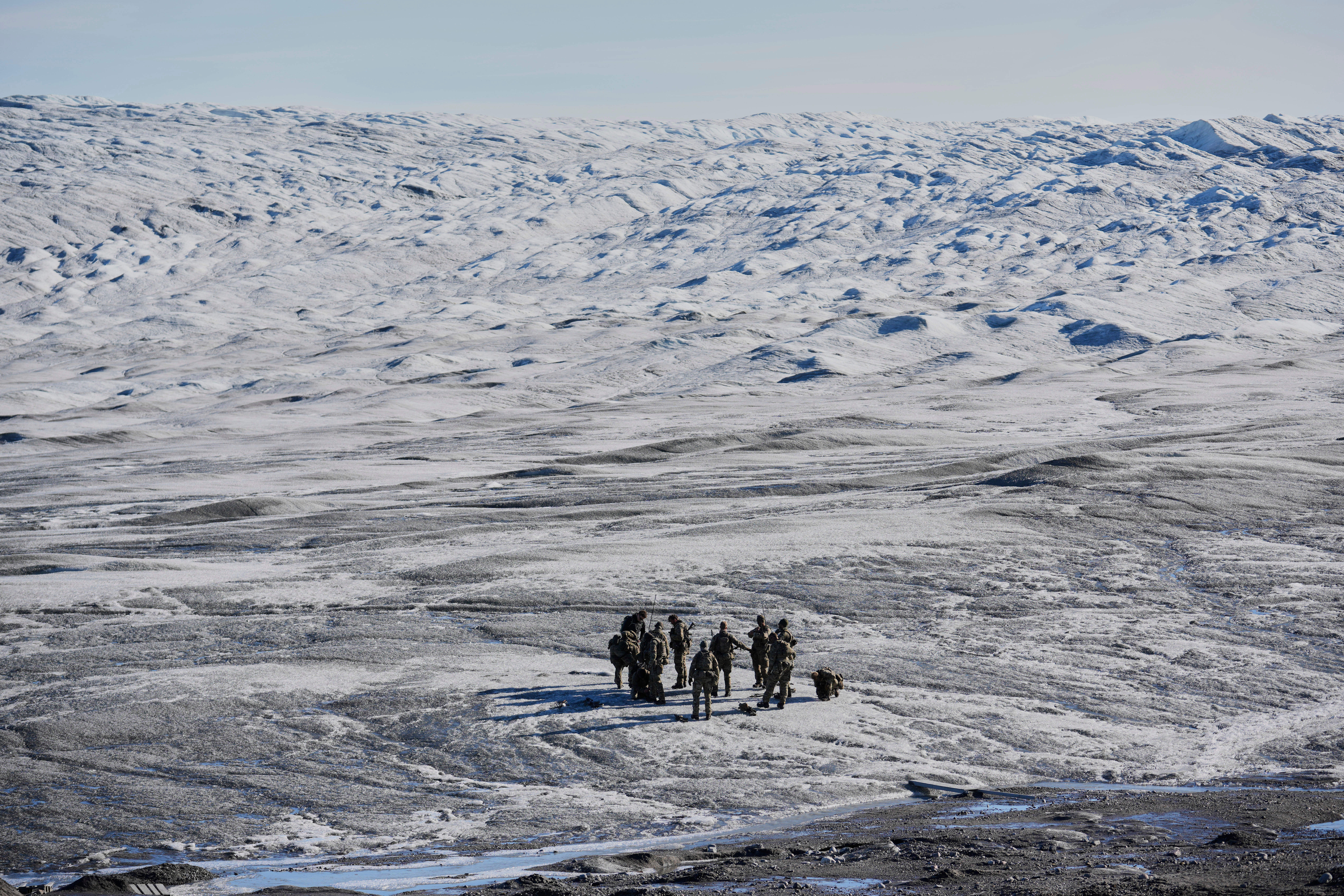 Danish military forces participate in an exercise with hundreds of troops from several European NATO members in Kangerlussuaq, Greenland, Sept. 17, 2025.