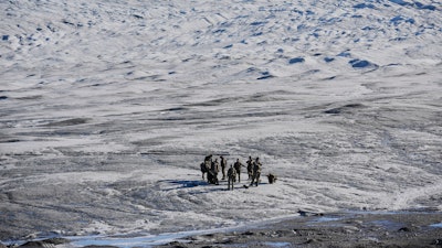 Danish military forces participate in an exercise with hundreds of troops from several European NATO members in Kangerlussuaq, Greenland, Sept. 17, 2025.