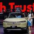 A model poses near a Honda HR-V car during the Indonesian International Motor Show in Jakarta, Indonesia, Thursday, Feb. 5, 2026.