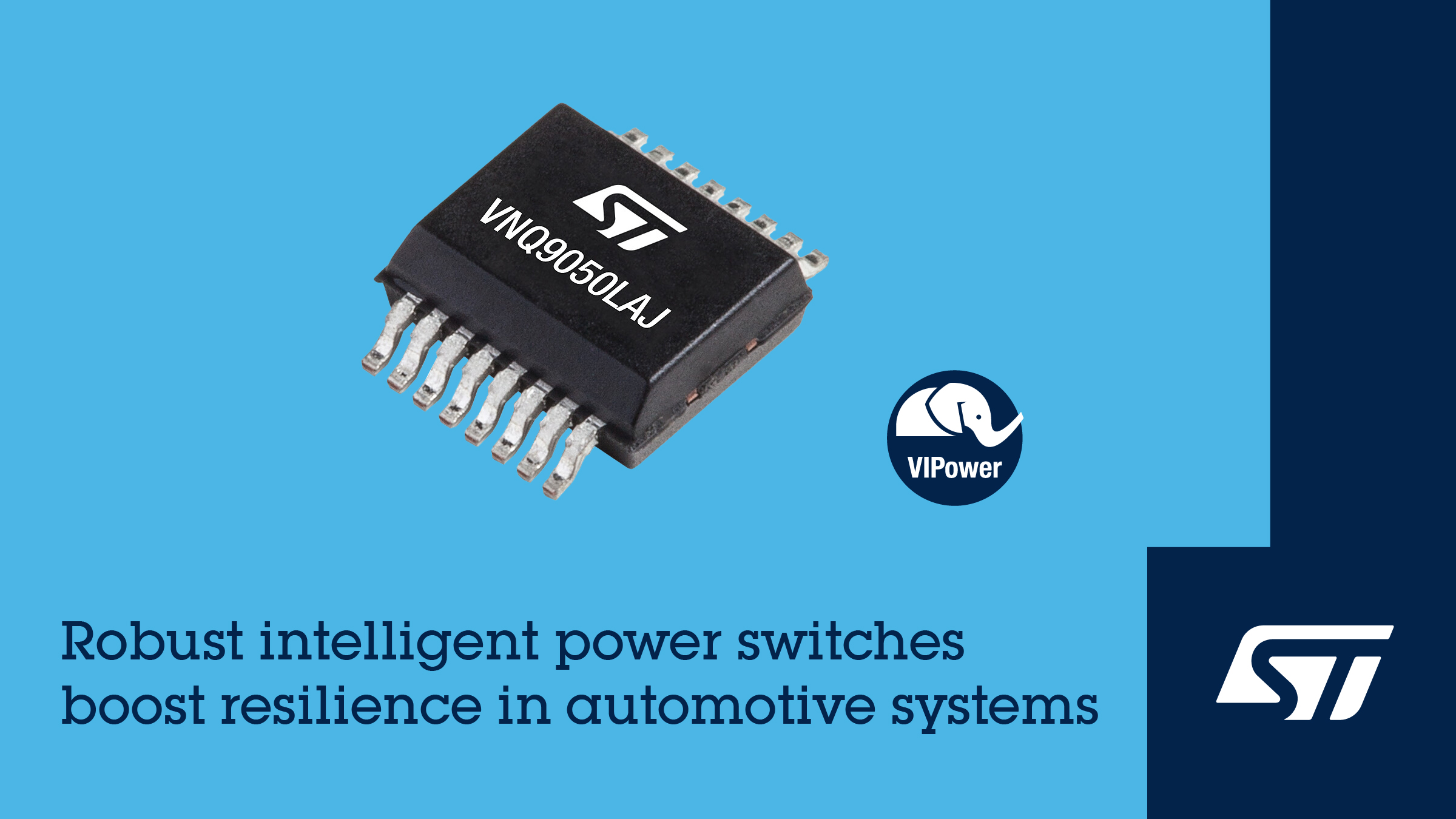 The VNQ9050LAJ 4-channel automotive high-side driver from STMicroelectronics.