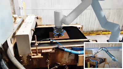 Built on ABB Robotics' technology, California-based robotic workforce company, WORKR, trains its robots with synthetic data using NVIDIA Omniverse libraries, which are deployed without operators needing to know any programming. Real world image (bottom right) vs simulation.