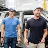 Rivian CEO RJ Scaringe (left) and Mark Rober, former NASA engineer and YouTube creator.