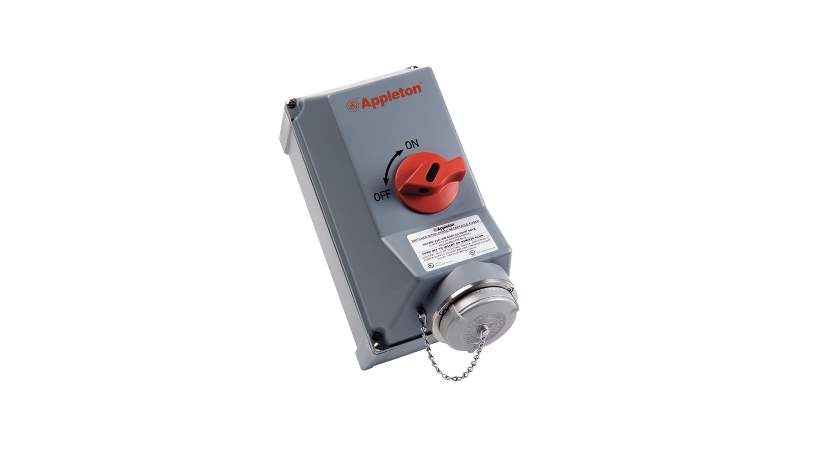 ASR Nonmetallic Interlocked Receptacles prevent electrical arcing when used with fixed or portable heavy duty equipment.