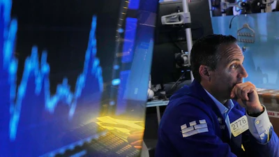 Specialist Michael Gagliano works at his post on the floor of the New York Stock Exchange, Thursday, June 25, 2026.