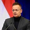 The then-Hungarian Minister of Foreign Affairs and Trade Peter Szijjarto holds a press conference following a cabinet meeting in Budapest, Hungary, Wednesday, Feb. 18, 2026.