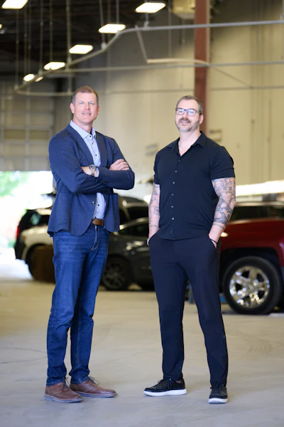Owner Bill Davidson with Brad Green, director of operations and performance management at Raydar Collision Group, where people and performance remain at the heart of the company’s growth.